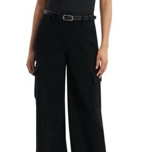 Theory Women's Black Wide-Leg Cargo Pants
